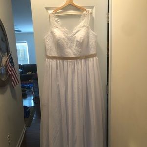 A-Line Chiffon Lace Top Beach Wedding Dress